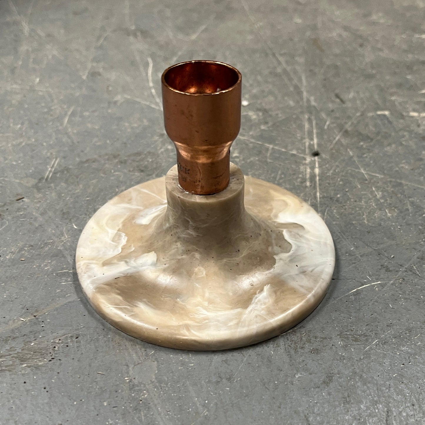 Candlestick - Beige-White Marble