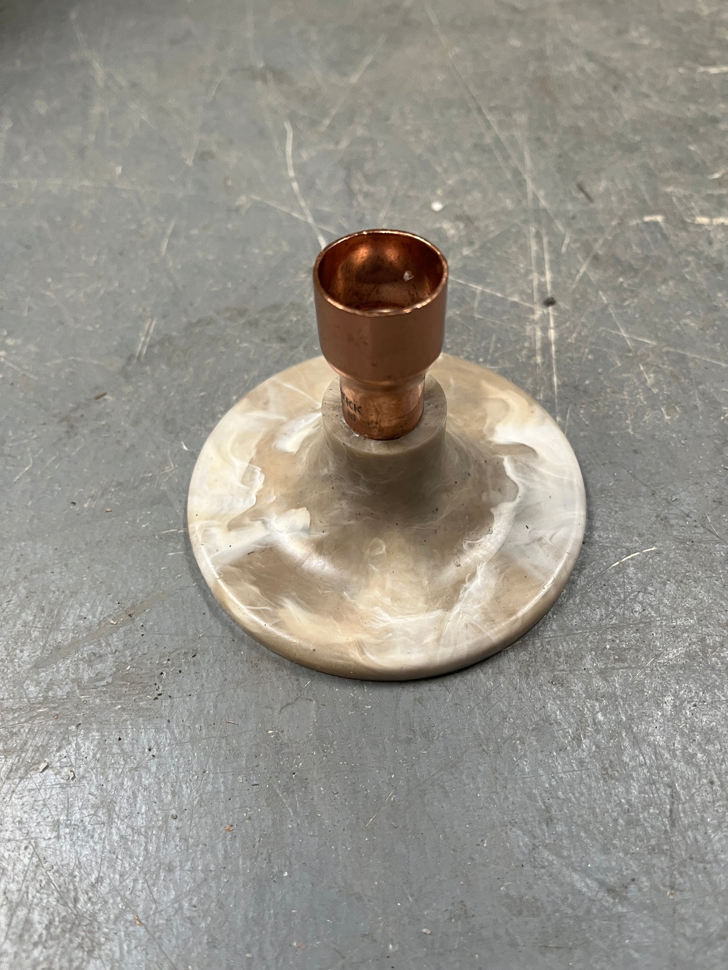Candlestick - Beige-White Marble